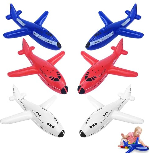 Palloncini Aeroplani Gonfiabili,Aerei Gonfiabili per Bambini - Set da 6 Pezzi - Giocattoli Gonfiabili a Forma di Aereo - Decorazioni per Feste di Compleanno - 18.5 Pollici - Colori Vivaci