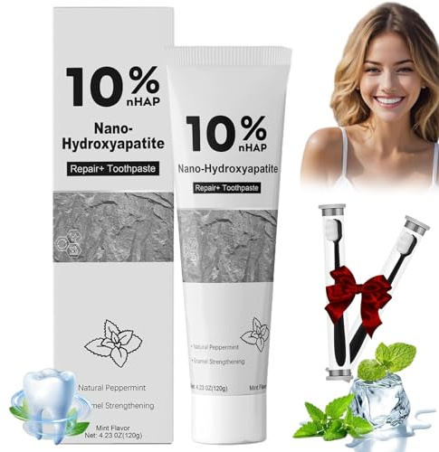 10% Nano-Hydroxyapatite Toothpaste, Toothpaste 10% Hydroxyapatite, Enamel Protection, Natural, Remineralizing, Mint Flavor, for Naturally Whiter Teeth, for Family use (1 Pc)