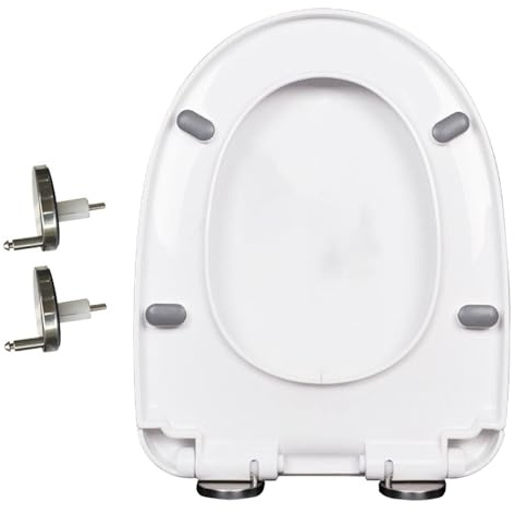 Giural Abattant WC, Lunette de Toilette en PP, Cuvette Toilette avec Frein de Chute, Siège de Toilette avec Fonction de Dégagement Rapide, Lunette De WC Universel, Couvercle WC Blanc,43x34cm