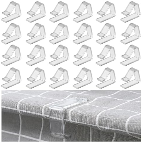 24 Pcs Table Clips for Table Cloth, Clear Table Cloth Clip Windproof Tablecloth Clips for Outdoor Tables, Table Cloth Clips for Outside Table Inside Indoor Camping Christmas Wedding Party