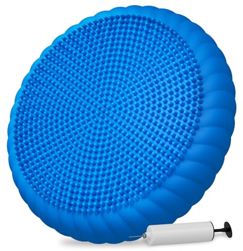Cuscino oscillante gonfiato, disco antiscivolo per equilibrio, per rafforzare la stabilità del core, migliorare la postura, per fitness, esercizio fisico, casa, scuola, ufficio, blu