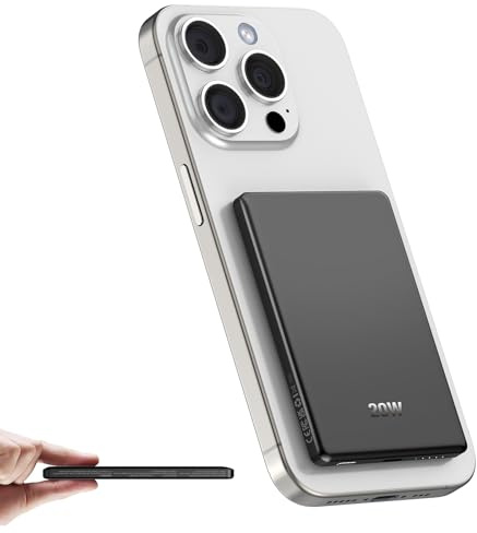 Magnetic Power Bank for Magsafe,Slim 5000mAh PD 20W Fast Charging Powerbank QC 3.0 Wireless Magnetic Portable Charger,USB C Phone Battery Pack Compatible with iPhone 16/15/14 Series and Samsung Xiaomi