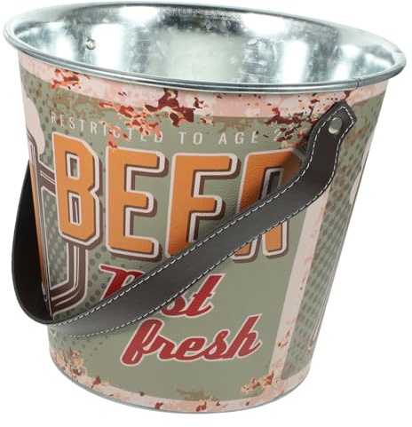 LIGIGWASH Cubitera de Hielo Vintage de Hierro Portátil para Vino y Cerveza Cubo Multifunción para Fiestas y Uso Doméstico Enfriador Resistente y Ligero con Gran Capacidad para Botellas