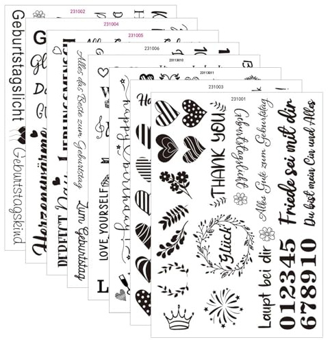 Kerzen Transferaufkleber Geburtstag - 8 Stück Set Deutsche Lustige Sprüche | Rub On Folie & Abziehbilder für Kerzen | Kerzentattoos für Zahlenkerzen, Glas
