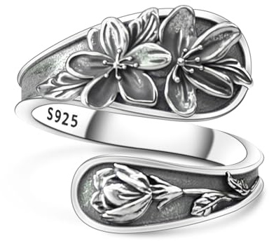 Adjustable Rings 925 Sterling Silver Jewellery Spoon Feather Wings Witch Hat Animal Snowflake Hug Ring Gifts for Women Men Lover Anniversary Birthday Graduation Christmas Valentine's Day Mother's Day