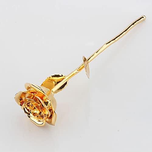 Pilipane Rosa Real bañada en Oro, Tallo Largo Premium, Rosa Dorada preservada para Siempre, Regalo para la Madre, cumpleaños, Aniversario, Boda, Caja de Regalo de Lujo de Color Dorado