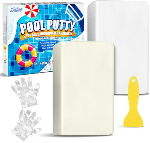 Pool Reparaturset - 2-Teil Epoxid Pool Kleber für Lecks unter Wasser oder darüber, 340g Pool Leck Sealer zum Fixieren von Lecks, Rissen, Reparatur Kit für Fliesen, Beton, Fiberglas, Zement Oberflächen