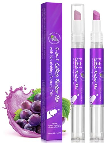 Cuticle Oil Pusher Pen - 2PCS 4 in 1 Cuticle Remover Pen for Nails, Nail Care Oil Pens with Micro-Dosin Oil for Hangnails, Dry & Damaged Nails, Moisturize Strengthen