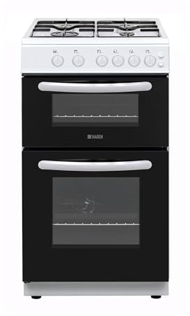 Haden Gas Cooker 50cm Twin Cavity 4-Burner Hob with Integrated Grill White