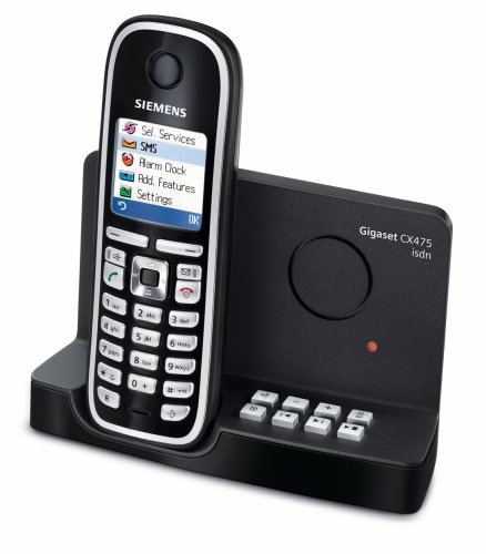 Siemens Gigaset CX475 isdn schnurloses ISDN-Telefon mit Farbdisplay und integriertem digitalen Anrufbeantworter, pianoschwarz