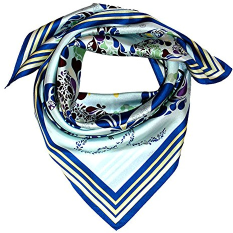 Lorenzo Cana dam sidenduk uppspänd tryck duk 100 % siden 70 cm x 70 cm harmonisk blå grön färg damhandduk omställning 89036