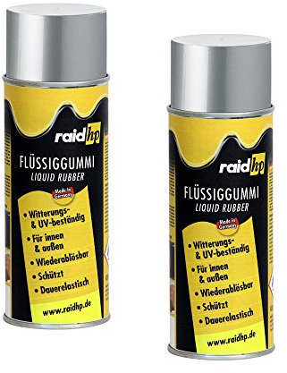raid hp 380238 Flüssiggummi 800ml Silber-METALLIC-MATT Sprühfolie Felgenfolie. Dauerelastische Gummierung für innen und außen für Auto Boot Motorrad Quad Fahrrad Freizeit Hobby