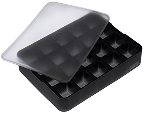 Lurch 240705 Ice Former Cubes/Eisbereiter aus 100% BPA-freiem Platin Silikon mit Deckel für 20 Eiswürfel (3 x 3 cm), schwarz, 6.3 x 15.3 x 20.3 cm