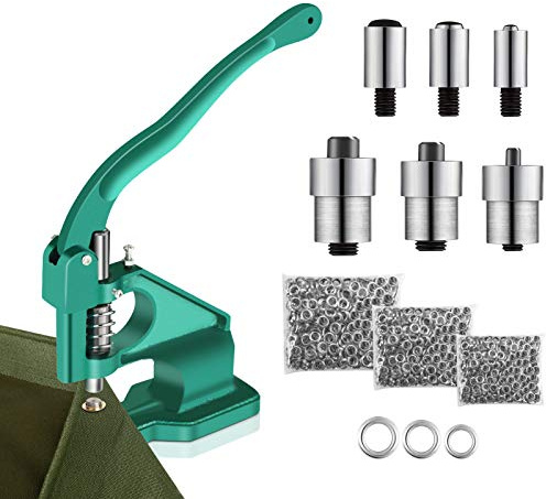 Ösenpresse Set mit Handpresse, 3 Matrizen, 1500 Ösen, 6/10/12 mm, Nietenpresse für Leder und DIY Handwerk