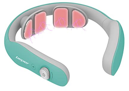 BEPER P302MAS100 Massaggiatore Cervicale, Massaggiatore Collo, 6 Modalità, Intensità regolabile, Funzione Riscaldamento, Ricaricabile, USB Incluso