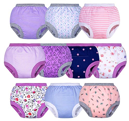 BIG ELEPHANT Träningsbyxor för IR till toaletten för små barn, 100% bomull, Unisex, kissa underkläder, 10-pack, 12M-5T, Blommig serie, 1 año