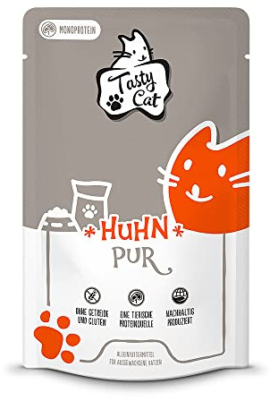 Tasty Cat Nassfutter für Katzen Mono Huhn pur 12 x 125g. | getreidefrei | zuckerfrei | Monoprotein