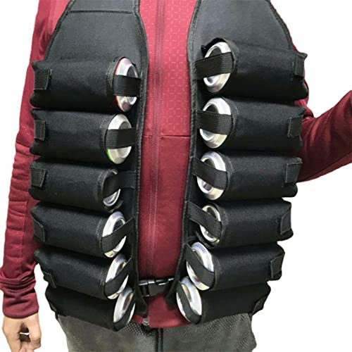 Fowybe Outdoor-Trinkweste - Bierweste Trinkgürtel,Tragbare Getränkeweste mit 12 Taschen, Grillzubehör für Reisen, Wandern, Grillen, Bergsteigen