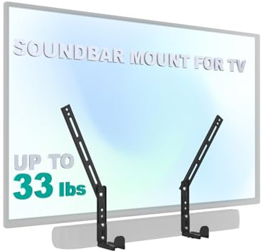 WALI Universal Soundbar Mount, Compatible with Samsung, Sony, Vizio, Bose, LG, and Roku Sound Bars, Fits 23-90 Inch TVs, Adjustable Angle, Supports 15 kg, Easy Installation, Black (SBR206)
