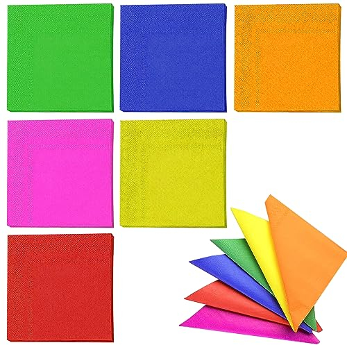 120 Stück Servietten Bunt Cocktailservietten Getränke Papierservietten Servietten Hochzeit 2-lagig Paper Napkins Servietten Geburtstag Mädchen Junge für Geburtstag Hochzeit Tischdeko 25 x 25cm