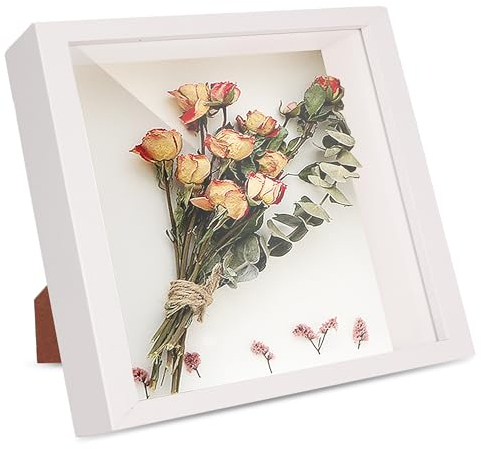 3D Bilderrahmen zum Befüllen - Weiß Tiefer Objektrahmen 30x30 cm Holz Objektrahmen zum Befüllen Shadow Box Frame Objektrahmen mit HD-Acryl (30 x 30 cm)