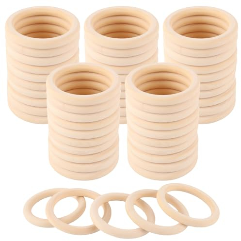 WOPPLXY 40 Stück Holzringe zum Basteln, 80 mm Holzring, Natürliche Holzringe Makramee für DIY Handwerk, Holzkranz, Serviettenringe