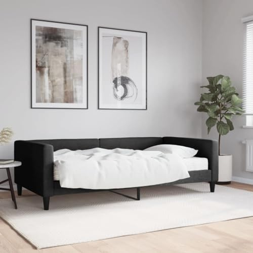 CKioict Palettenbett Modernes Bettgestell Jugendbett Tagesbett mit Matratze Schwarz 100x200 cm StoffGeeignet für Gästezimmer, B&Bs, Schlafzimmer