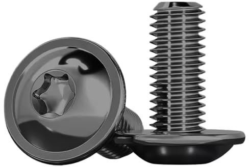 Drenky Tornillo de cabeza plana con brida de 10 piezas, M8x20mm Tornillo Torx ISO 7380-2 Acero inoxidable A2 V2A negro Cabeza abultada con bridas de maquinaria, rosca completa