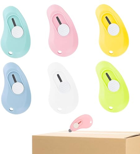 6 Stück Mini Cuttermesser Klein,Paketöffner,Mini Cuttermesser,Mini Cutter,Paketöffner Mini,Mini Kartonöffner,Mini Box Cutter Utility Messer,für Pappe,Papier,Schachtel,Paket,Papierschnitt(6 Farben)