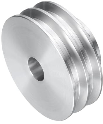 QUARKZMAN V-Typ Riemenscheibe 14mm Bohrung 60mm Außendurchmesser Doppelrillen Aluminiumlegierung Keilriemenscheibe für Motorwellen-Bohrmaschine 6mm(1/4) PU-Formgürtel