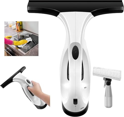 HSHa Juego de aspiradora para ventanas Dry and Clean con boquilla de succión de 28 cm, limpieza sin rayas, limpiador de ventanas utilizable hasta 30 min, limpiador de ventanas para ventanas, espejos