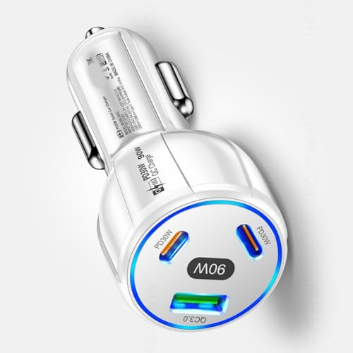 90 W multi-dispositivo di ricarica per auto con 2 PD30 W e porta a catena rapida per caricare rapidamente smartphone, tablet, ecc