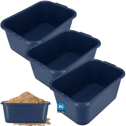 KOTARBAU® 3er Set Mörtelkübel eckig 45 L Dunkelblau Kunststoff Mörtelwanne Mörtelkasten Speißkübel Baukübel Baueimer Mörteleimer Speisfass eckig Maurerkübel Pflanzwanne