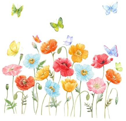FLCPJGV 2X Blumen Schmetterlinge Wandtattoos Wandaufkleber für Badezimmer Haus Kinderzimmer