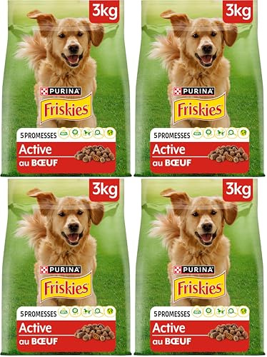 FRISKIES Croquettes Chien Active Bœuf 3KG (Lot de 4)