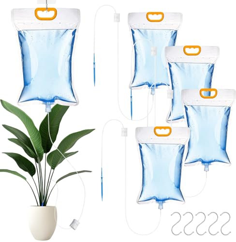 5 Sacchetti per Irrigazione a Goccia da 3,5L, Sistema di Irrigazione Automatico con Flusso Regolabile, Dispositivo per Piante da Interno ed Esterno, Adatto a Vasi e Giardini