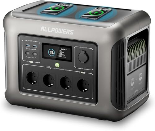 ALLPOWERS R1500 Station Électrique Portable 1152Wh de capacité,Sorties CA 1800W 80% de Charge en 40 min,Batterie LFP Fonction UPS, Générateur Solaire pour l'alimentation de secours Camping RV