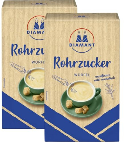Diammant Würfel Rohrzucker unraffiniert Zucker Sugar 500 Gramm, 2 er