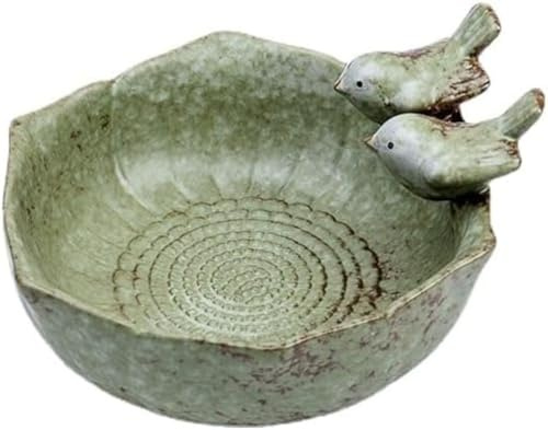 Generisch Gute Vogeltränke frostsicher mit Vögel rund grün Vogelba Futterschale Vogelbecken Garten Deko frostfest Bird Bath vogeltränken vogelbad Balkon trinkschale vögel