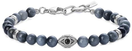COAI Bracciale da Uomo con Occhio Turco e Perline di Occhio di Falco, Bracciale Occhio di Falco da Uomo con Amuleto Malocchio Portafortuna