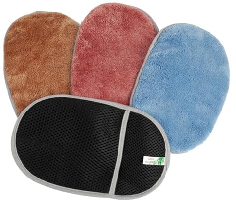 IMIKEYA Car Washing Mitts and Car Cleaning Gloves 4pcs Microfiber Coral Fleece Wash Mitts Lint-free Soft Gloves for Vehicle Exterior and Interior Detailing Random Color