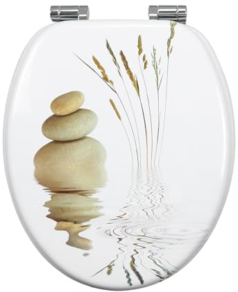 Fanmitrk Wooden Toilet Seat-Durable MDF Toilet Seat Soft Close in Various Patterns(MDF2507-04)