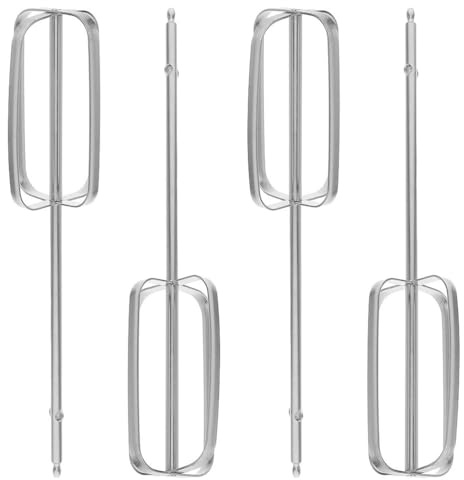 LIGIGWASH 4 Stück Teiliges Handmixer Ersatzteile aus Elektrische Rührbesen und Schneebesen Universelle Küchenmixer Aufsätze für Teig Ei Backen und Kochen Silberfarben