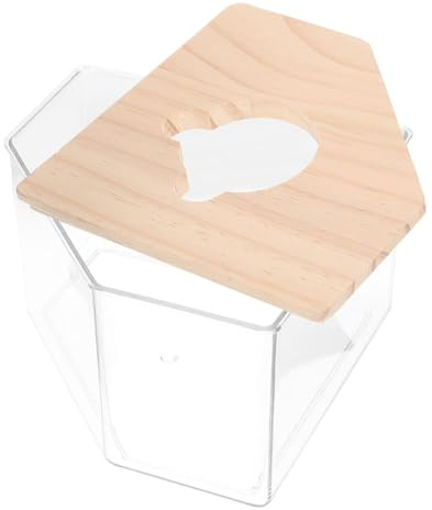 BUGUUYO Hamster Sandbad med Trälock Transparent Akryl Hamsterbadkar för Smådjur Sandlåda med Släta Kanter för Gerbils Möss och Chinchillor Hygienisk Badplats för Små Husdjur