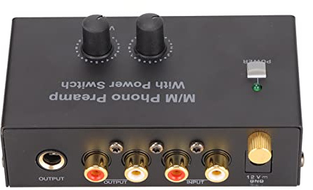 FAUOSWUK Phono Turntable Preamp Professionaler Vorverstärker mit Niedrigem -Player -Player mit DC 12V -Adapter für Turntables Lautsprecher Computer Laptops