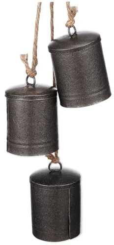 UTHCLO Campanas Rústicas Vintage para Colgar Conjunto de Campana de Vaca con Cuerda Adornos Colgantes para Árbol de Navidad Decoración Navideña con Sonido Claro y Antiguo
