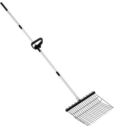 Rastrello Manuale In Acciaio Inossidabile - Manico Lungo Rastrello Resistente,Attrezzi Agricoli Per Letame Foglie Prato Giardinaggio