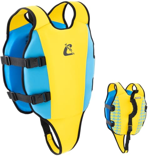 CRESSI Little Turtle Swim Vest Yellow/Azure M: 3/6 Years-Giubbotto da Nuoto in Neoprene per Bambini, dotato di Doppia Impugnatura-Aiuto al Galleggiamento e Equilibrio, Giallo/Azzurro, M: 3/6 Anni