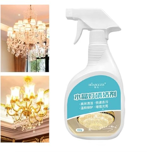 450ml Chandelier Cleaner Spray Drip Dry No Wipe Crystal Chandelier for Mirrors, Metal & Plastic Multi-surface Streak-free & Effortless Dust Remover for Crystal & Glass, Helps Loosen Dirt & Grime