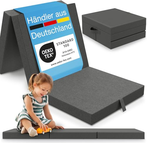 ELONEO Klappmatratze 65x195 cm, 9 cm hoch, Klappmatratze Kinder faltbar, klappbare Gästematratze, Faltbare Matratze, Reisematratze für Kinder und Erwachsene für Reisen und Camping